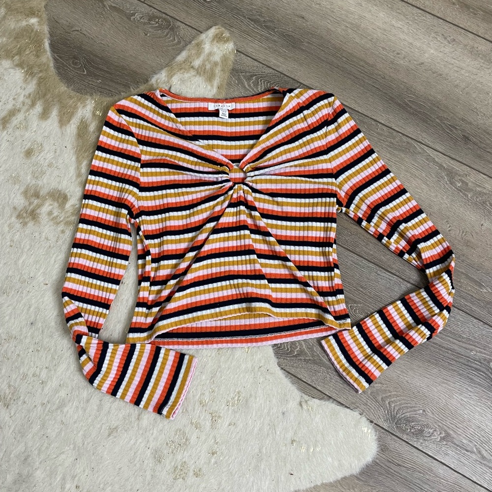 Topshop ribbed striped long sleeve top - Picture 1 of 4